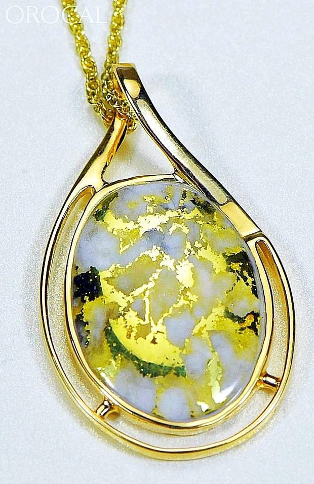 Gold Quartz Pendant Orocal Pn-1771Q Genuine Hand Crafted Jewelry - 14K Yellow Casting