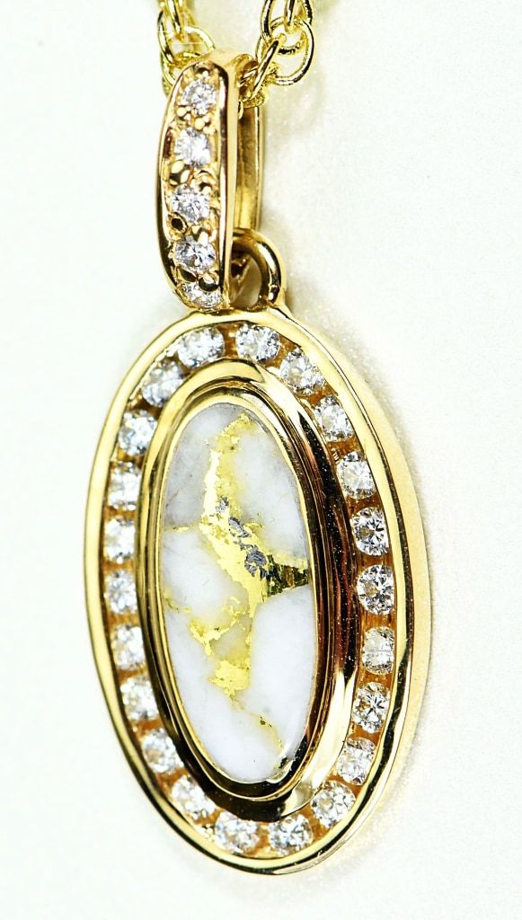 Gold Quartz Pendant Orocal Pn1049Dqx Genuine Hand Crafted Jewelry - 14K Yellow Casting