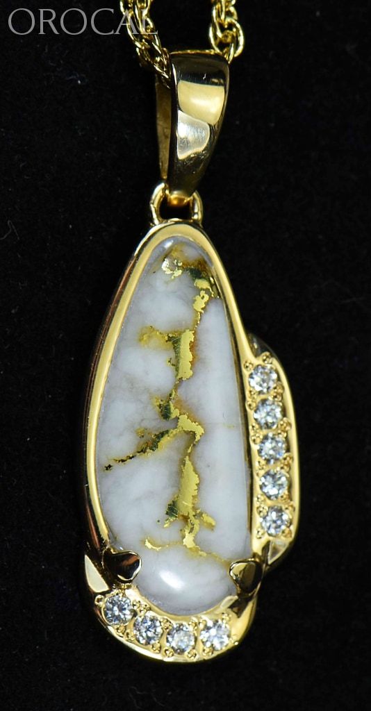 Gold Quartz Pendant Orocal Pn1106Sdq Genuine Hand Crafted Jewelry - 14K Yellow Casting