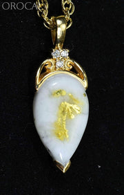 Gold Quartz Pendant Orocal Pn1121Dq Genuine Hand Crafted Jewelry - 14K Yellow Casting
