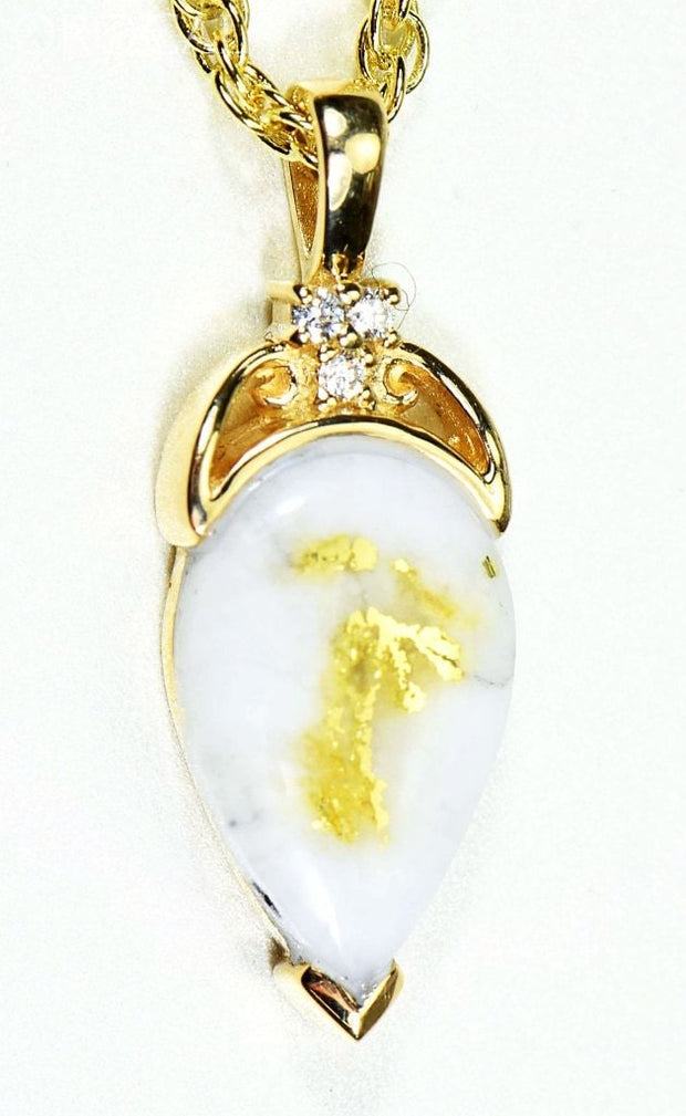 Gold Quartz Pendant Orocal Pn1121Dq Genuine Hand Crafted Jewelry - 14K Yellow Casting