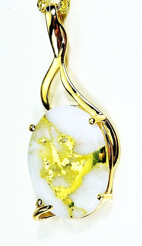 Gold Quartz Pendant Orocal Pn1122Q Genuine Hand Crafted Jewelry - 14K Yellow Casting