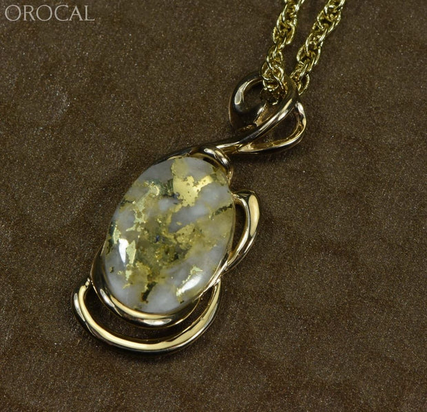 Gold Quartz Pendant Orocal Pn1124Q Genuine Hand Crafted Jewelry - 14K Yellow Casting