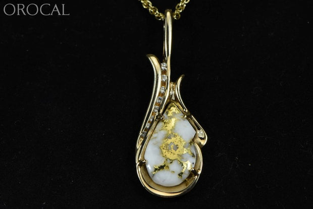 Gold Quartz Pendant Orocal Pn377D17Qx Genuine Hand Crafted Jewelry - 14K Yellow Casting