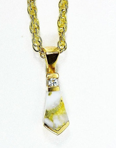 Gold Quartz Pendant Orocal Pn641D4Qx Genuine Hand Crafted Jewelry - 14K Yellow Casting