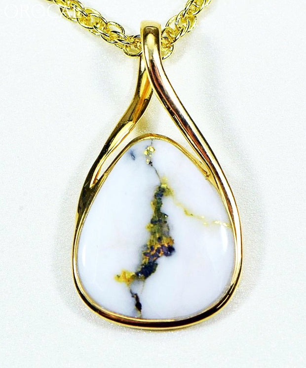 Gold Quartz Pendant Orocal Pn767Qx Genuine Hand Crafted Jewelry - 14K Yellow Casting