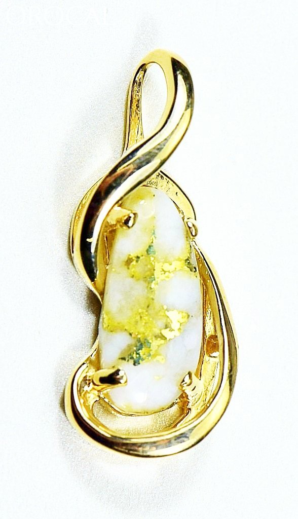 Gold Quartz Pendant Orocal Pn784Qx Genuine Hand Crafted Jewelry - 14K Yellow Casting