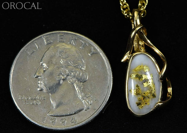 Gold Quartz Pendant Orocal Pn866Qx Genuine Hand Crafted Jewelry - 14K Yellow Casting