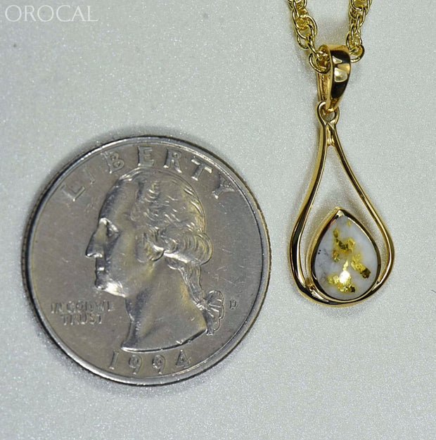 Gold Quartz Pendant Orocal Pn869Qx Genuine Hand Crafted Jewelry - 14K Yellow Casting