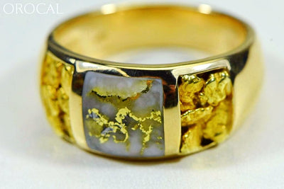 Gold Quartz Ring Mens Orocal Rm1088Nq Genuine Hand Crafted Jewelry - 14K Yellow Casting